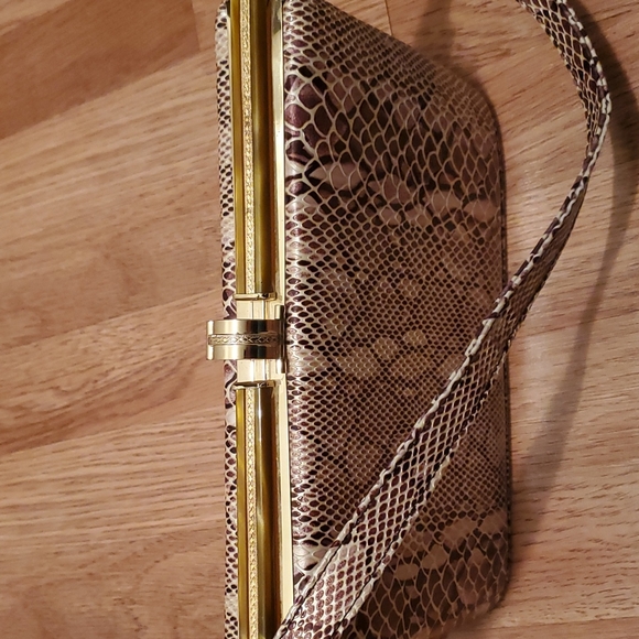 Faux Snakeskin Gold Purse Mini Bag NWOT - Picture 2 of 8